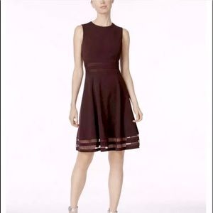 Calvin Klein Illusion-Trim Fit & Flare Dress Size 8